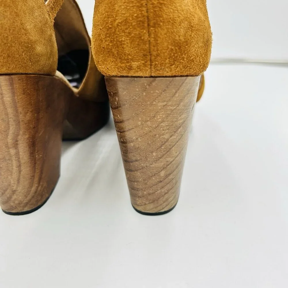 Free People Cedar Clog in Suede Brown Women’s Sz EUR 41 US 10.5-11 Wooden Heel